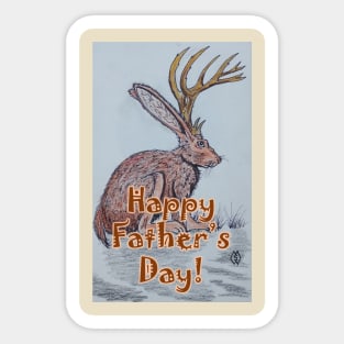 Happy Father's Day with a jackalope Sticker